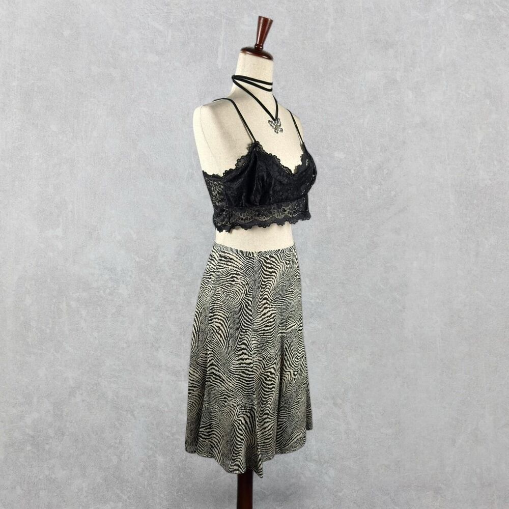 Vintage Liz Claiborne Petite 100% Silk Zebra Print Skirt - Picture 3 of 6